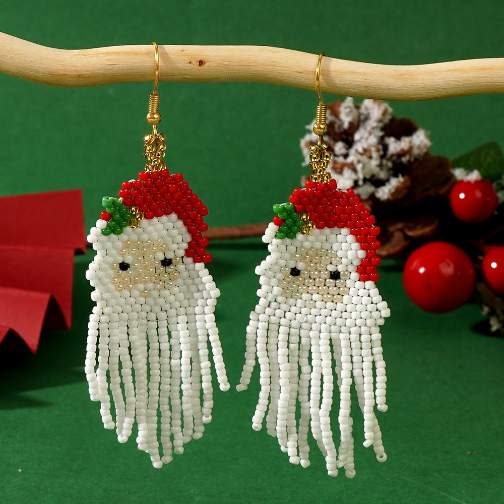 Wholesale Braided  Head Earrings with White High-end Tassels